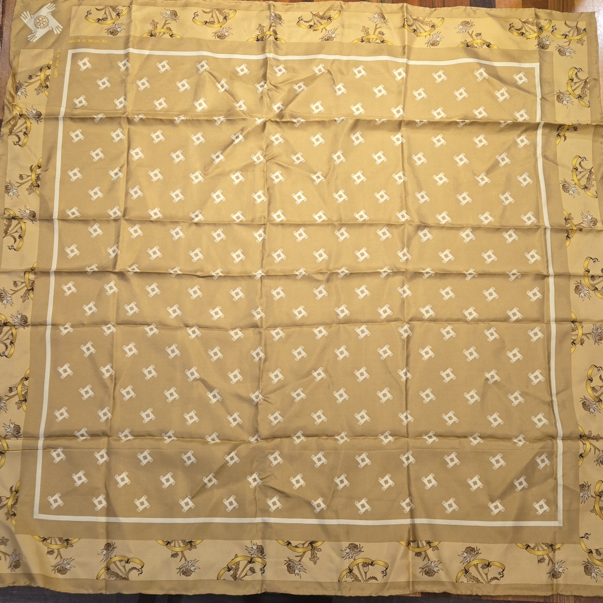 Rare Vintage Mantero For Rotary Silk Scarf  Made In Italy